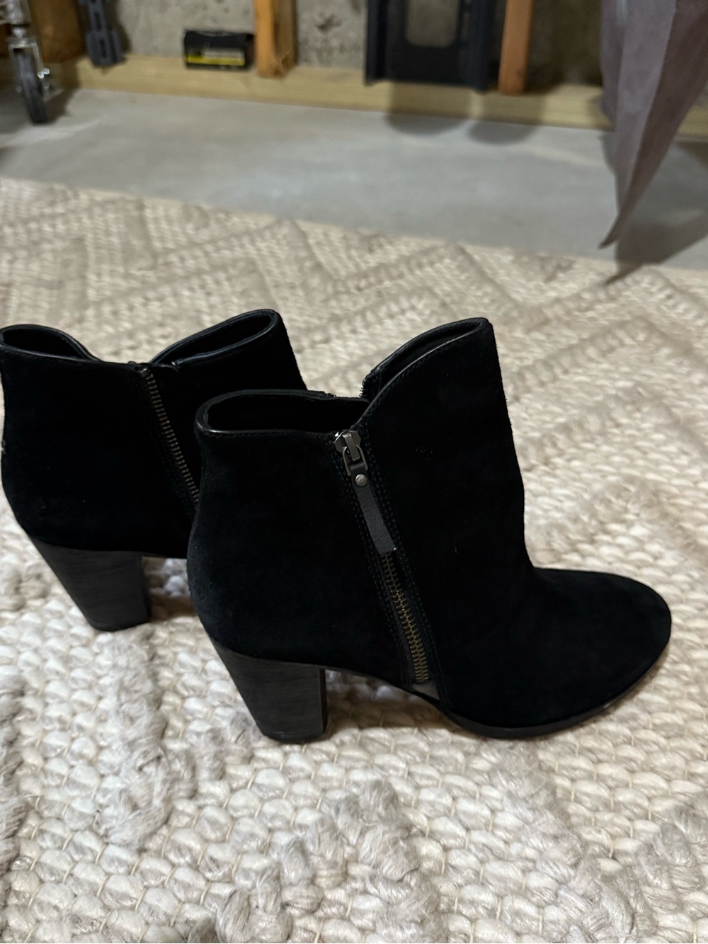 Cole Haan Black Suede Ankle Booties with Block Heel